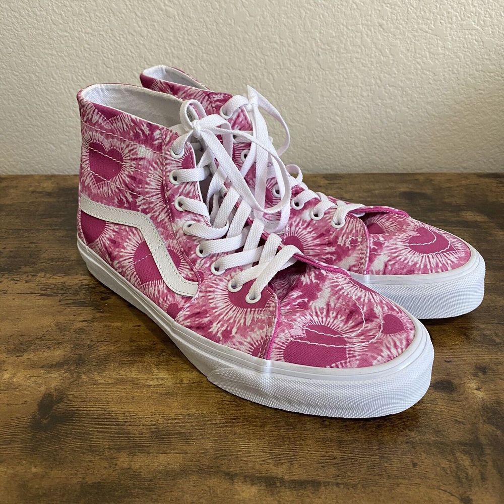 Vans SK8-Hi Tapered Heart Print Sneakers Pink Size M10 W11.5 SB7 - Picture 2 of 8